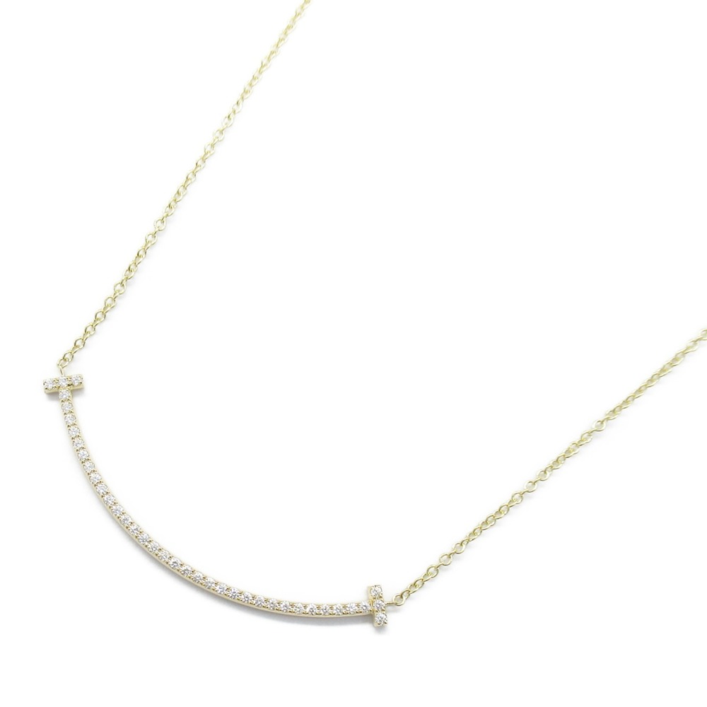 Tiffany T Smile Small Diamond Necklace Yellow Gold Diamond